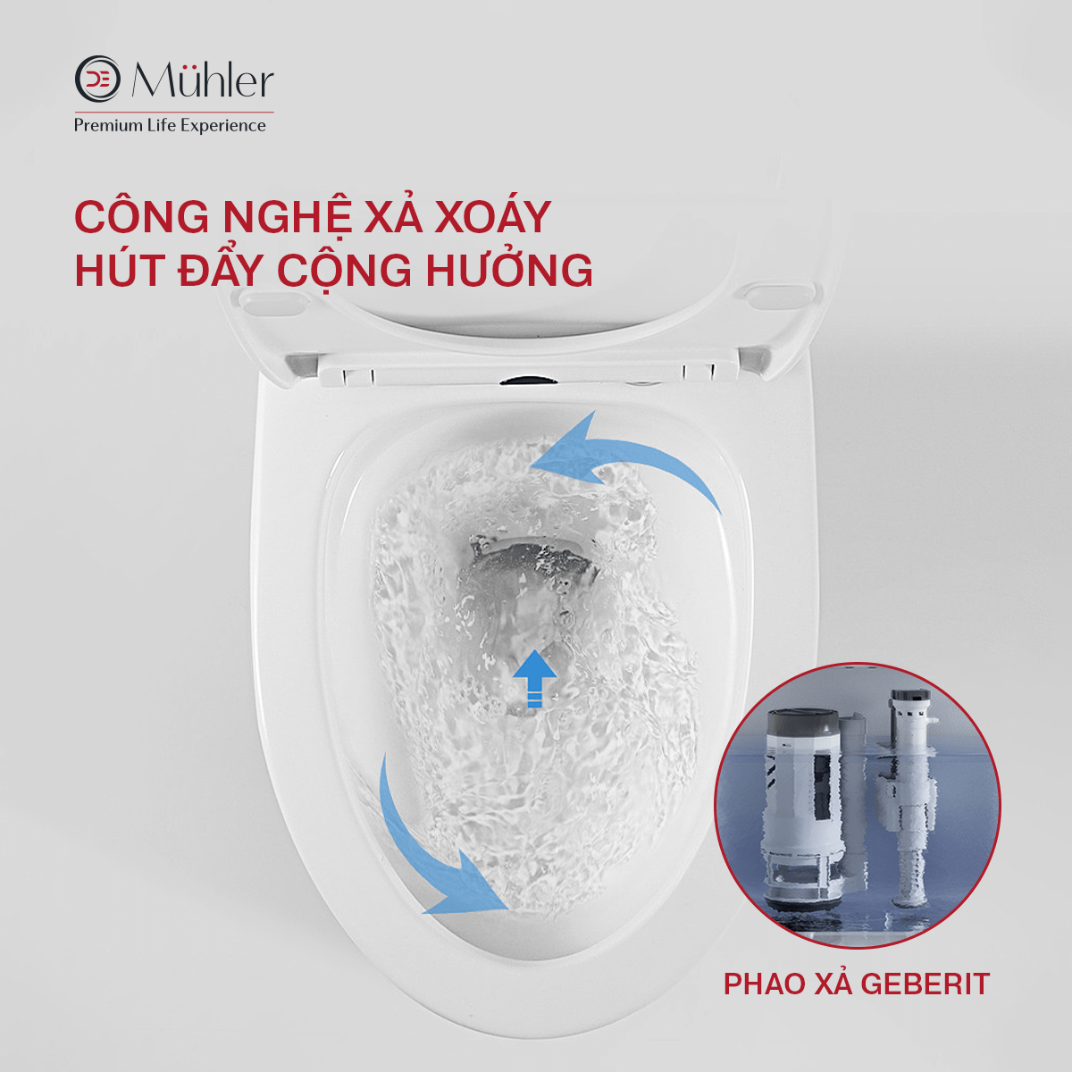 Bồn cầu 1 khối DeMuhler ML366110 - Công nghệ xả xoáy